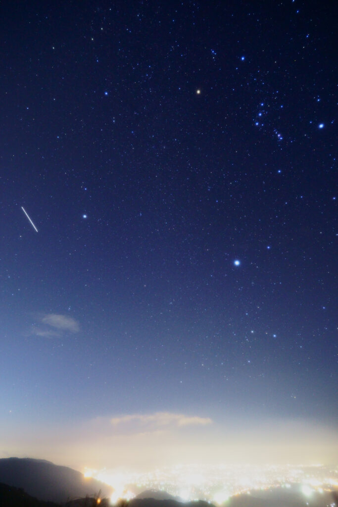 冬の大三角とISS