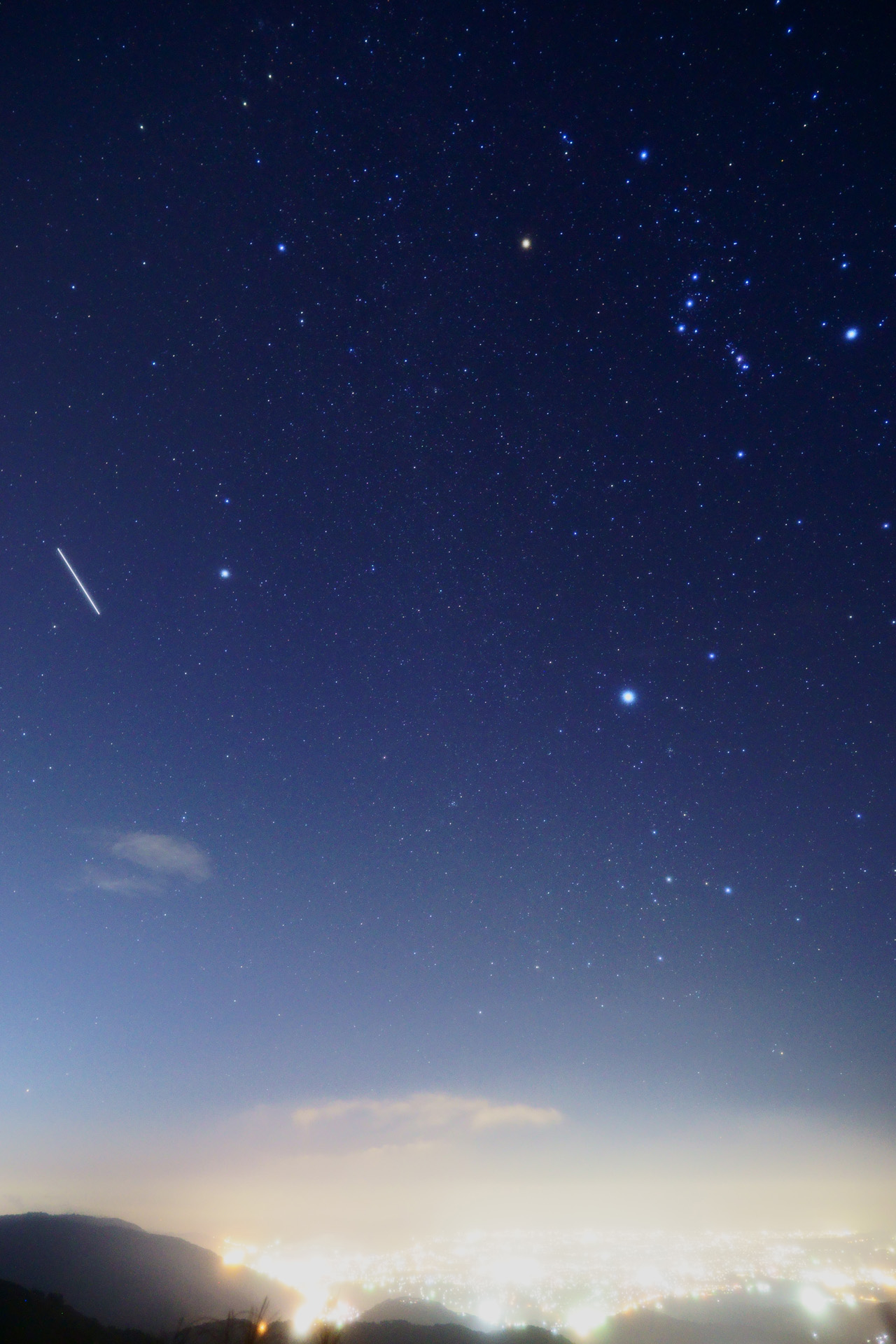 冬の大三角とISS