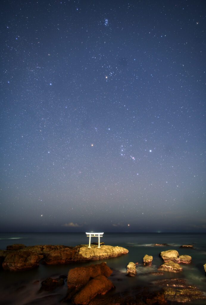 大洗海岸での冬の星座観察