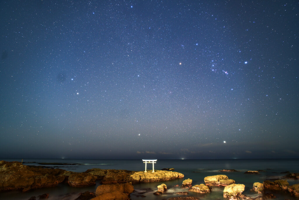 大洗海岸での冬の星座観察
