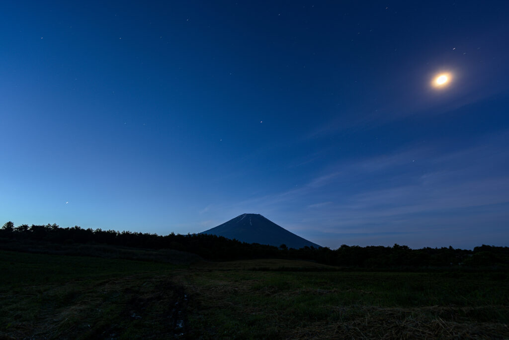 月、惑星とふじさんのコラボ